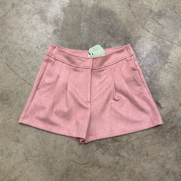 NWT Ryegrass salmon pink suede pleated trouser shorts - Picture 1 of 7